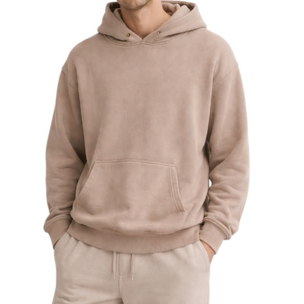 Les Tien Hoodie Small Made in USA Luxury Cotton Pullover Neutral Oversized